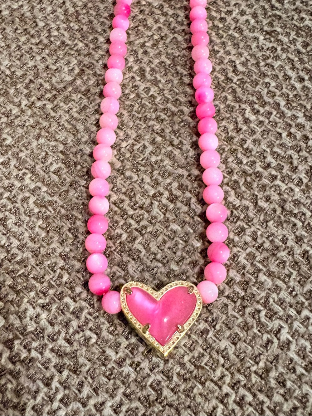 Kendra Scott Pink Heart Pendant Beaded Necklace